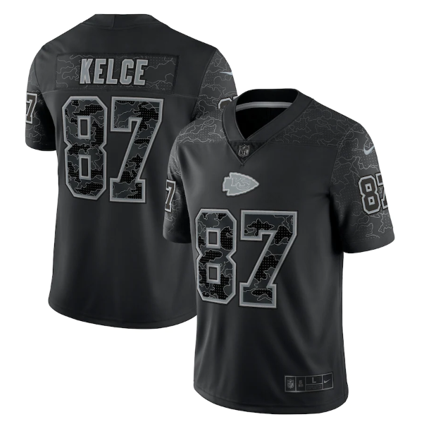 Men's Kansas City Chiefs #87 Travis Kelce Black Reflective Limited Stitched Football Jersey